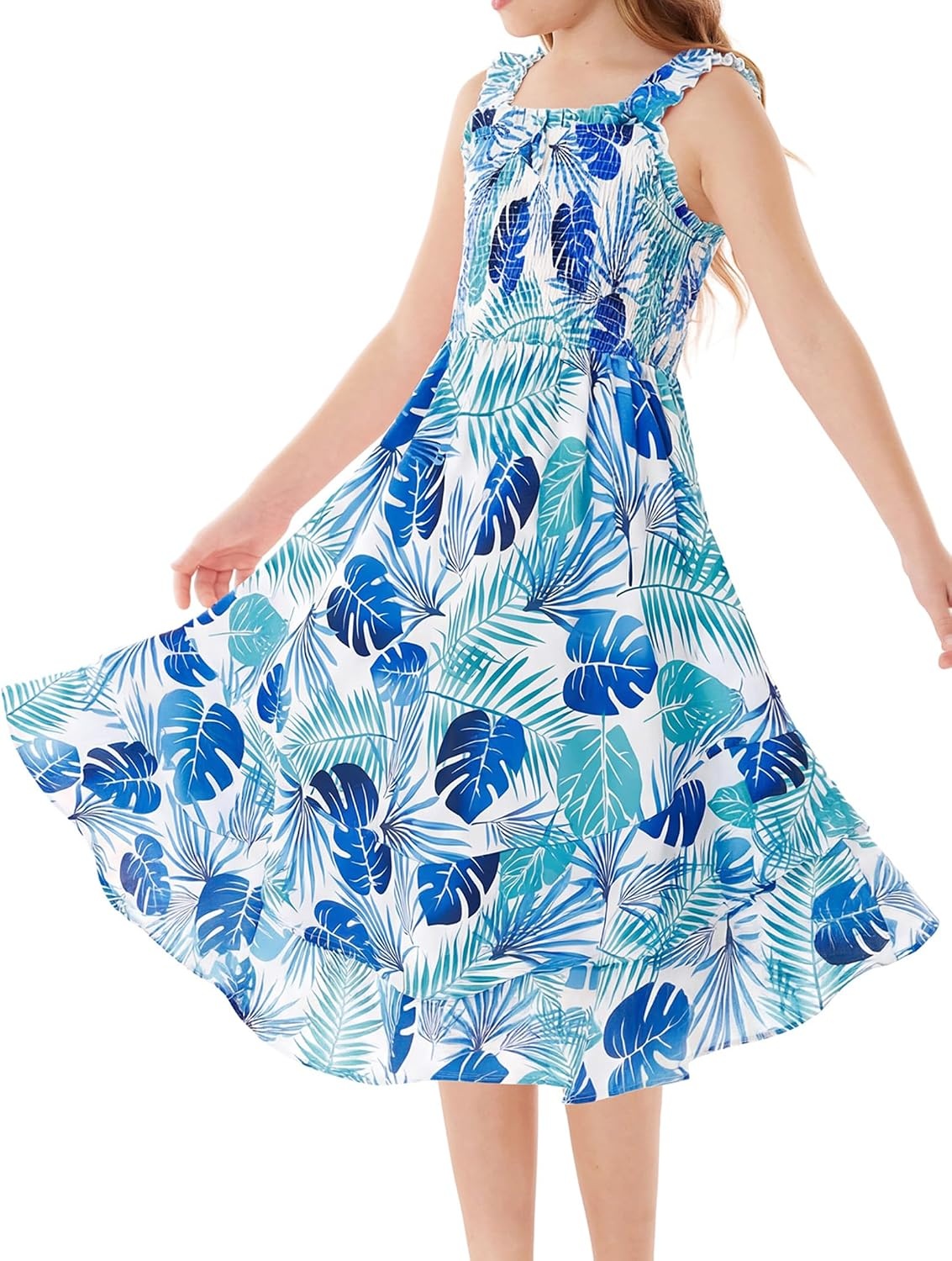 image:imageGRACE KARIN Girls Hawaiian Tropical Maxi Dress Floral Summer Beach SundressTeal Tropical