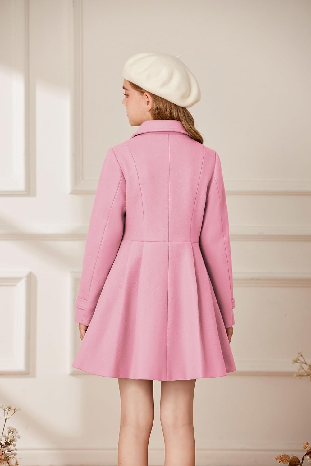 image:imageGRACE KARIN Girls Winter Wool Peacoat Coat Jacket Detachable Capelet 714Pink