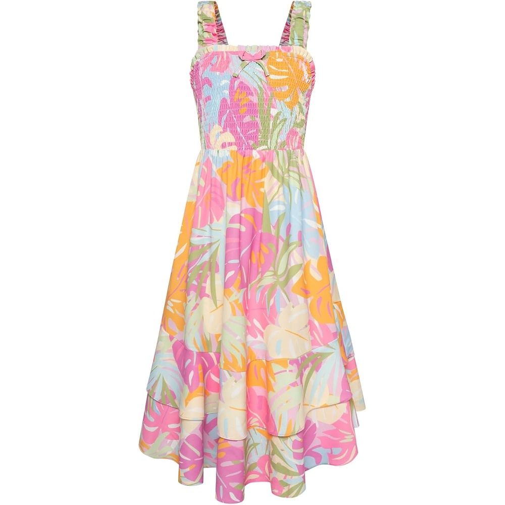 image:imageGRACE KARIN Girls Hawaiian Tropical Maxi Dress Floral Summer Beach SundressColorful Tropical