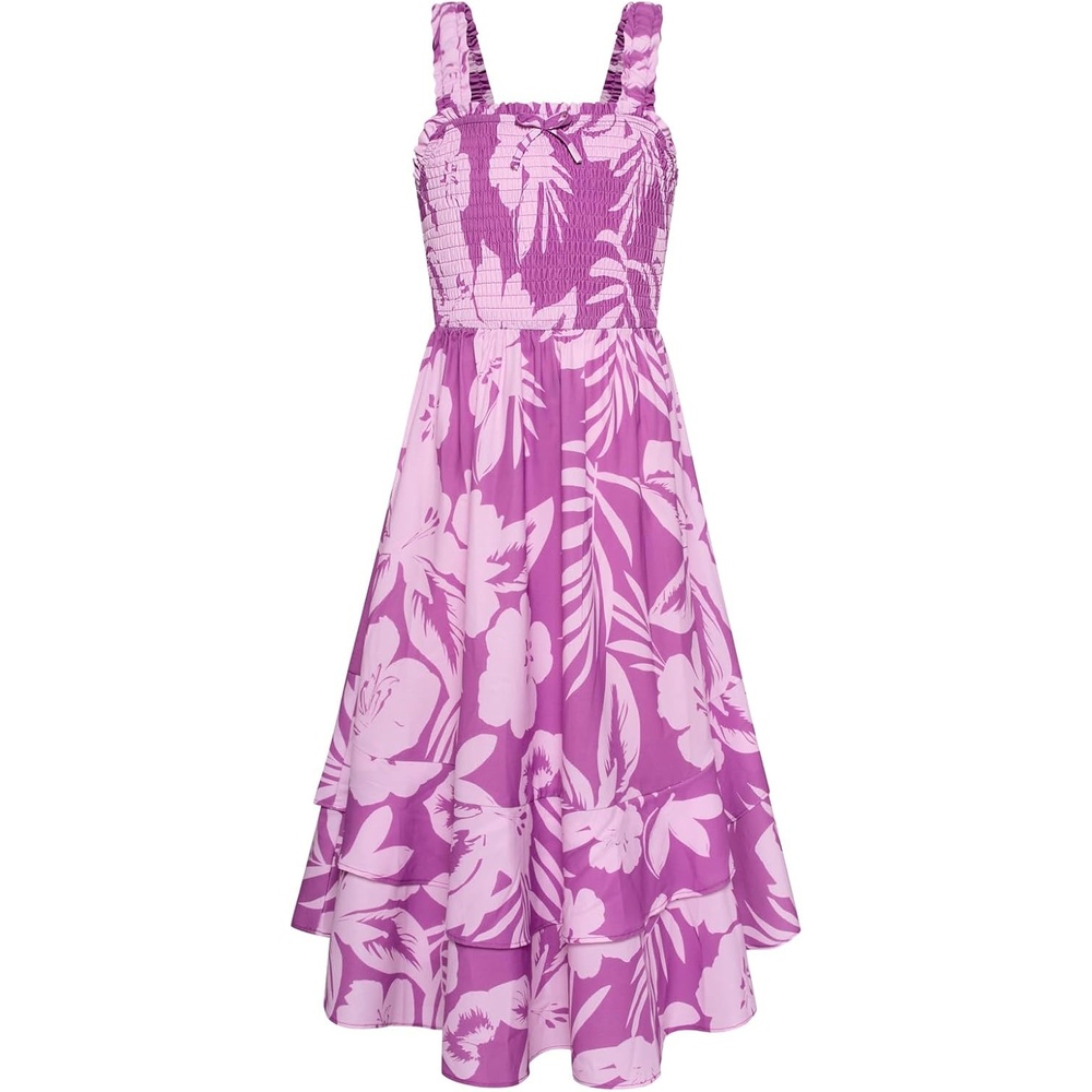 image:imageGRACE KARIN Girls Hawaiian Tropical Maxi Dress Floral Summer Beach SundressPurple Floral