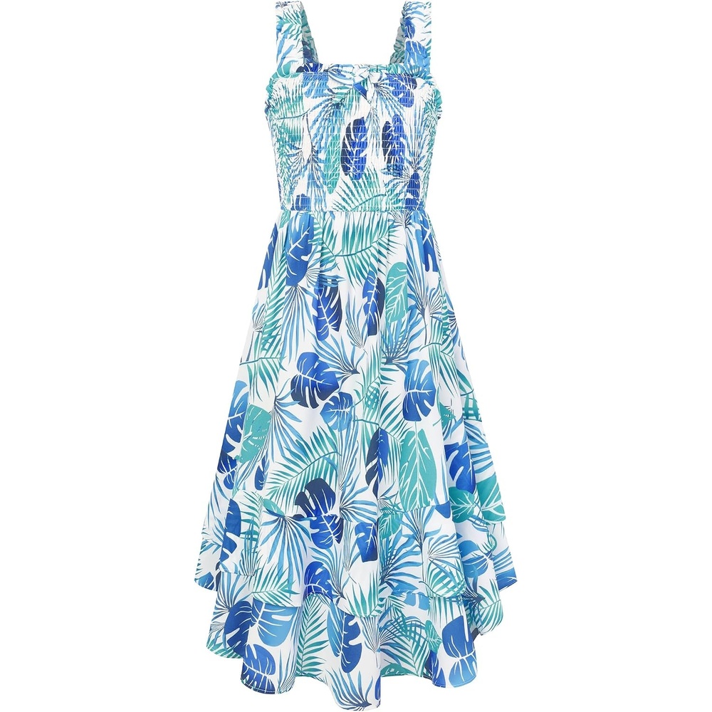 image:imageGRACE KARIN Girls Hawaiian Tropical Maxi Dress Floral Summer Beach SundressTeal Tropical