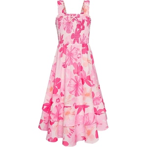 GRACE KARIN Girls Hawaiian Tropical Maxi Dress Floral Summer Beach Sundress(Pink Tropical)