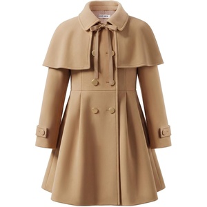 GRACE KARIN Girls Winter Wool Peacoat Coat Jacket Detachable Capelet 7-14(Khaki)