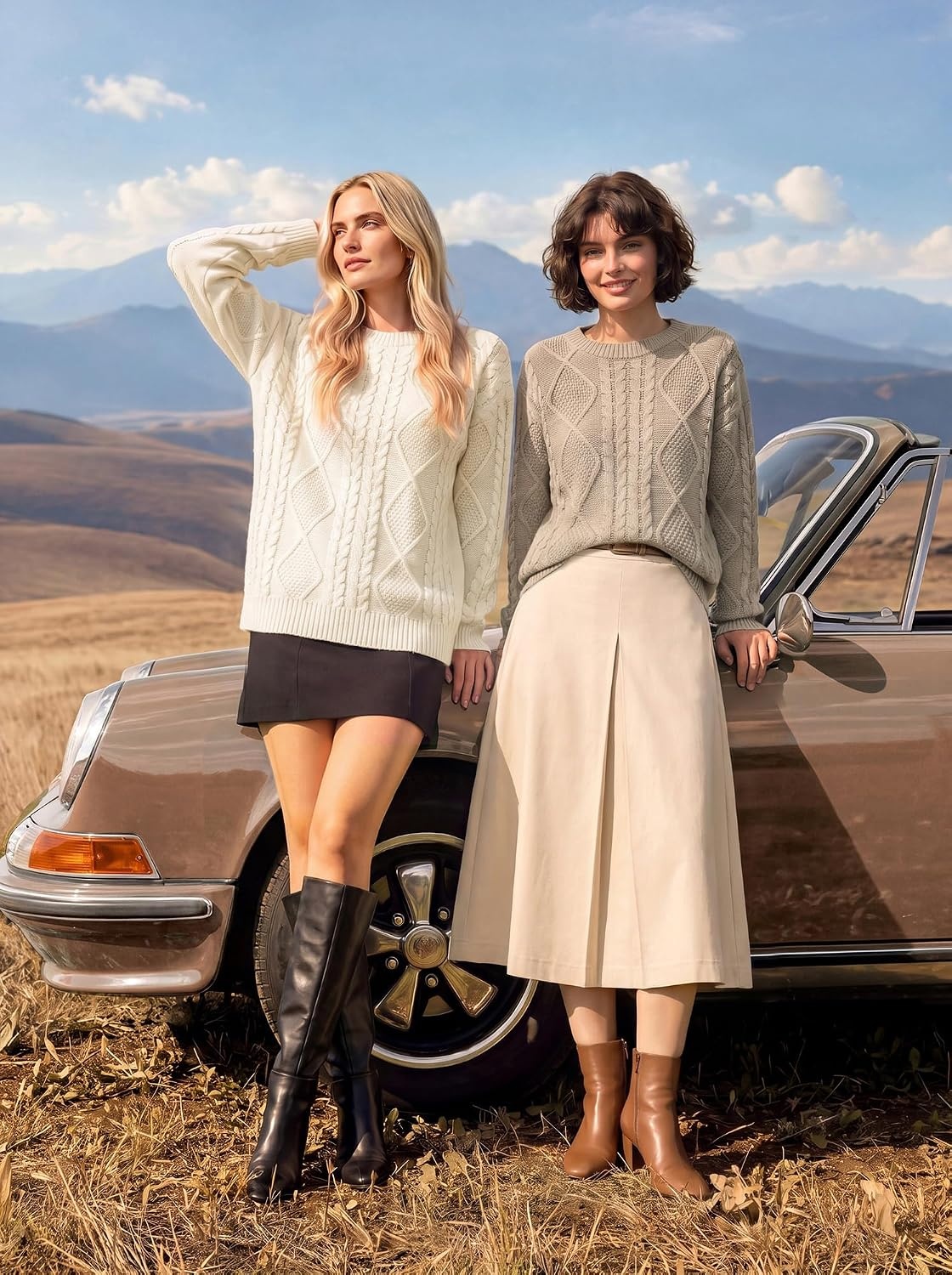 image:imageGRACE KARIN Cable Knit Sweaters for Women Oversized Fall Sweaters Cute TopsApricot