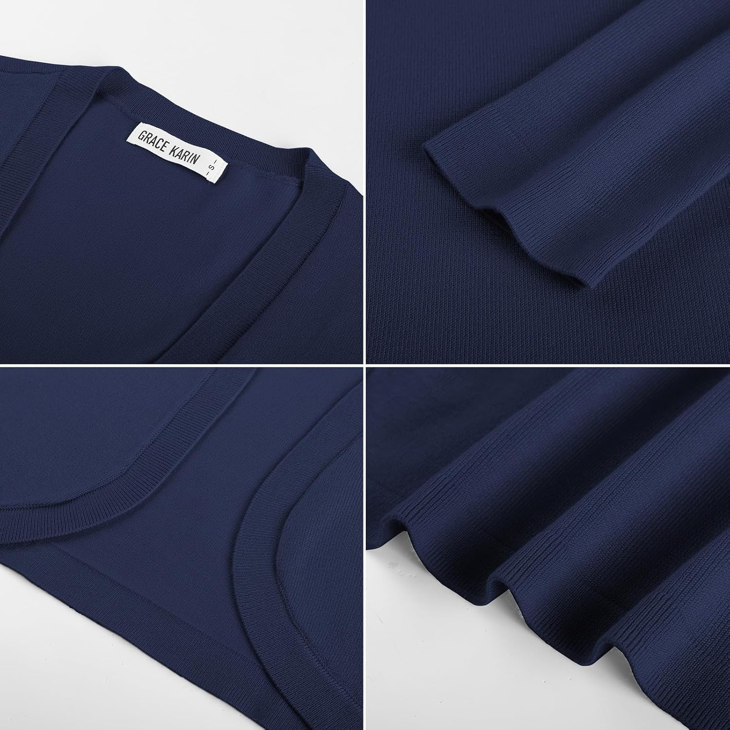 image:imageGRACE KARIN Cropped Cardigans for Women Long Sleeve Bolero Shrug SweaterNavy Blue