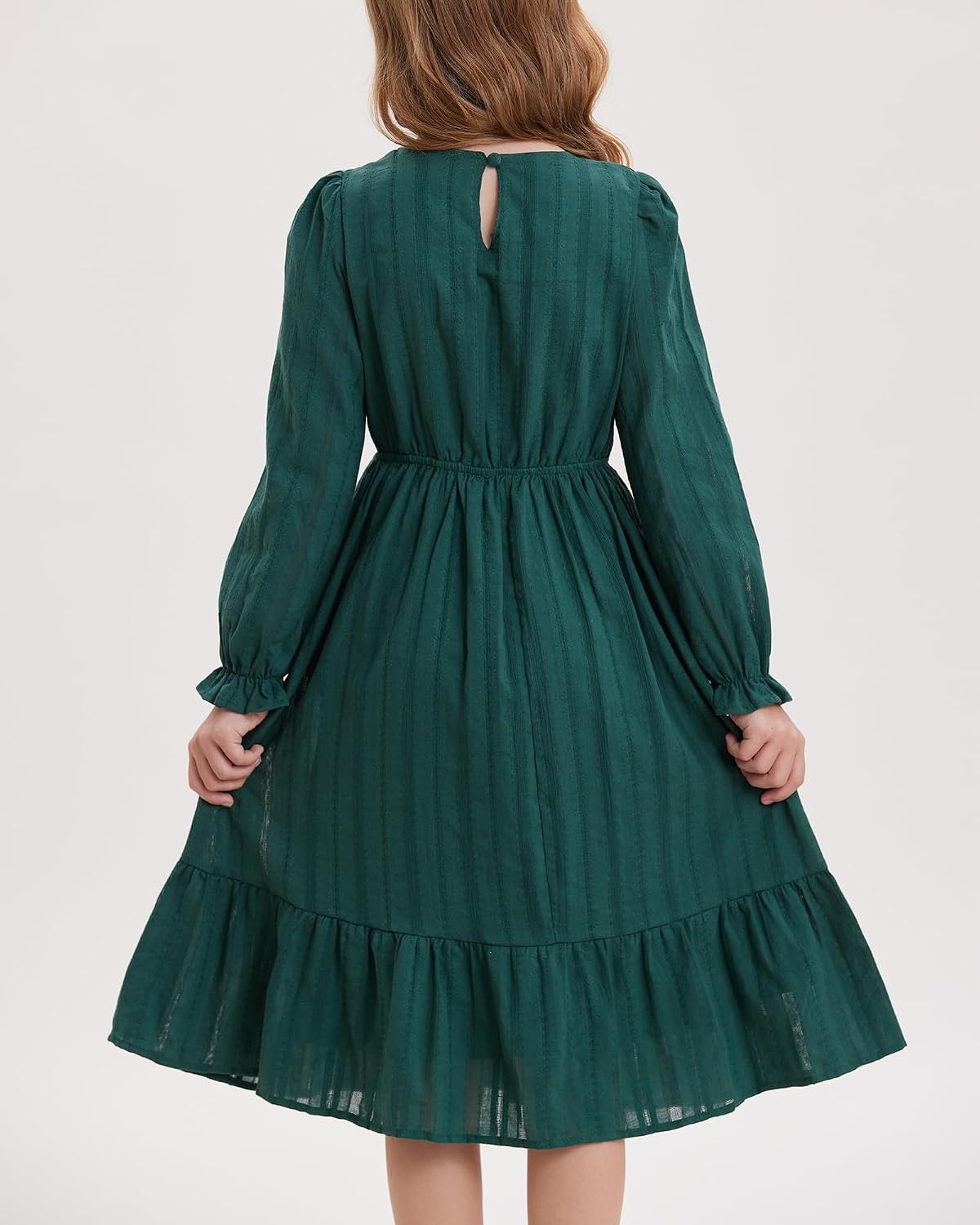 image:imageGRACE KARIN Girls Fall Long Sleeve Dress Formal Party Winter Midi DressesDark Green