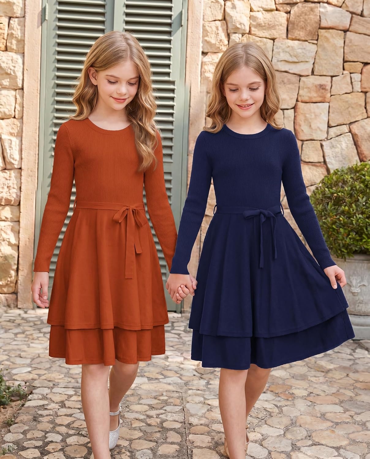 image:imageGRACE KARIN Girls Fall Sweater Dress Long Sleeve Knit Winter Dresses 512YNavy Blue