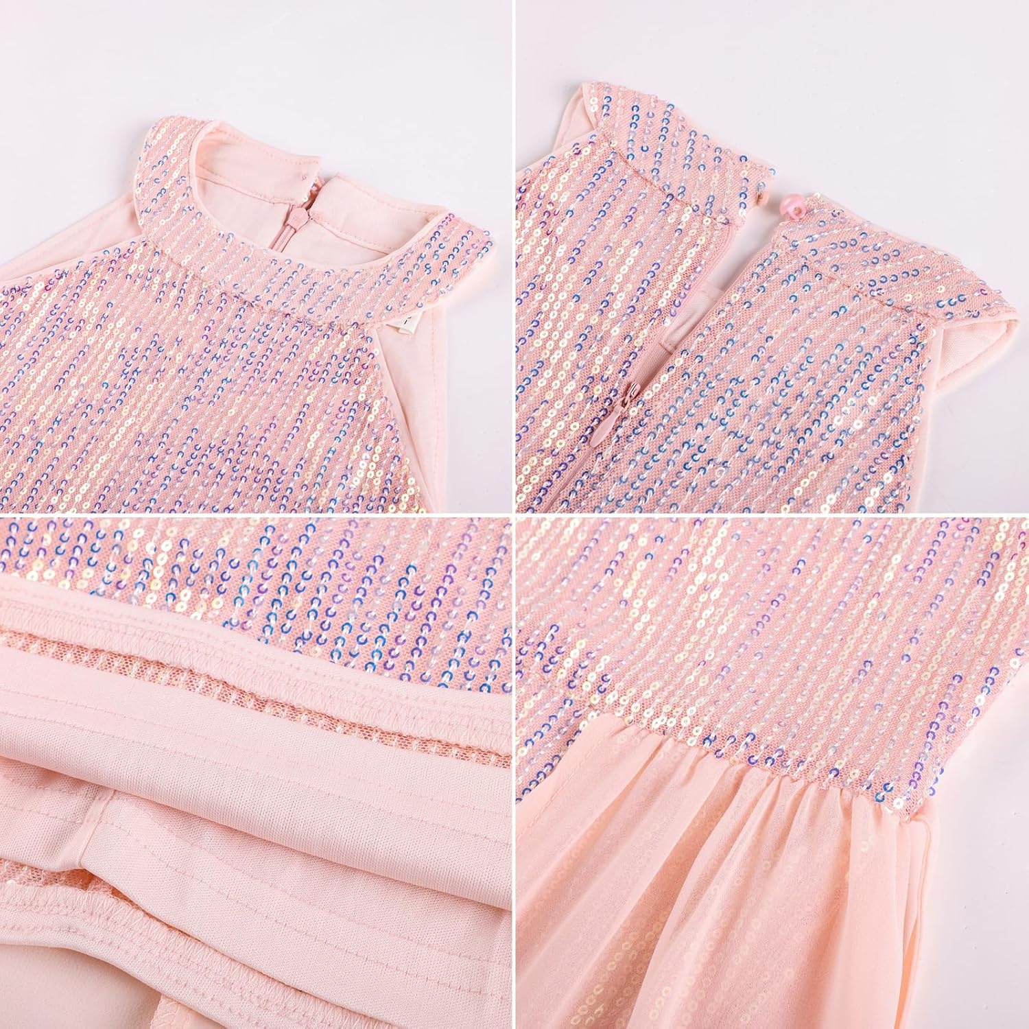 image:imageGRACE KARIN Girls Halter Neck Sequin Dress Kids Fancy Formal Party Christmas Sparkly Pageant Birthday DressesCoral Pink