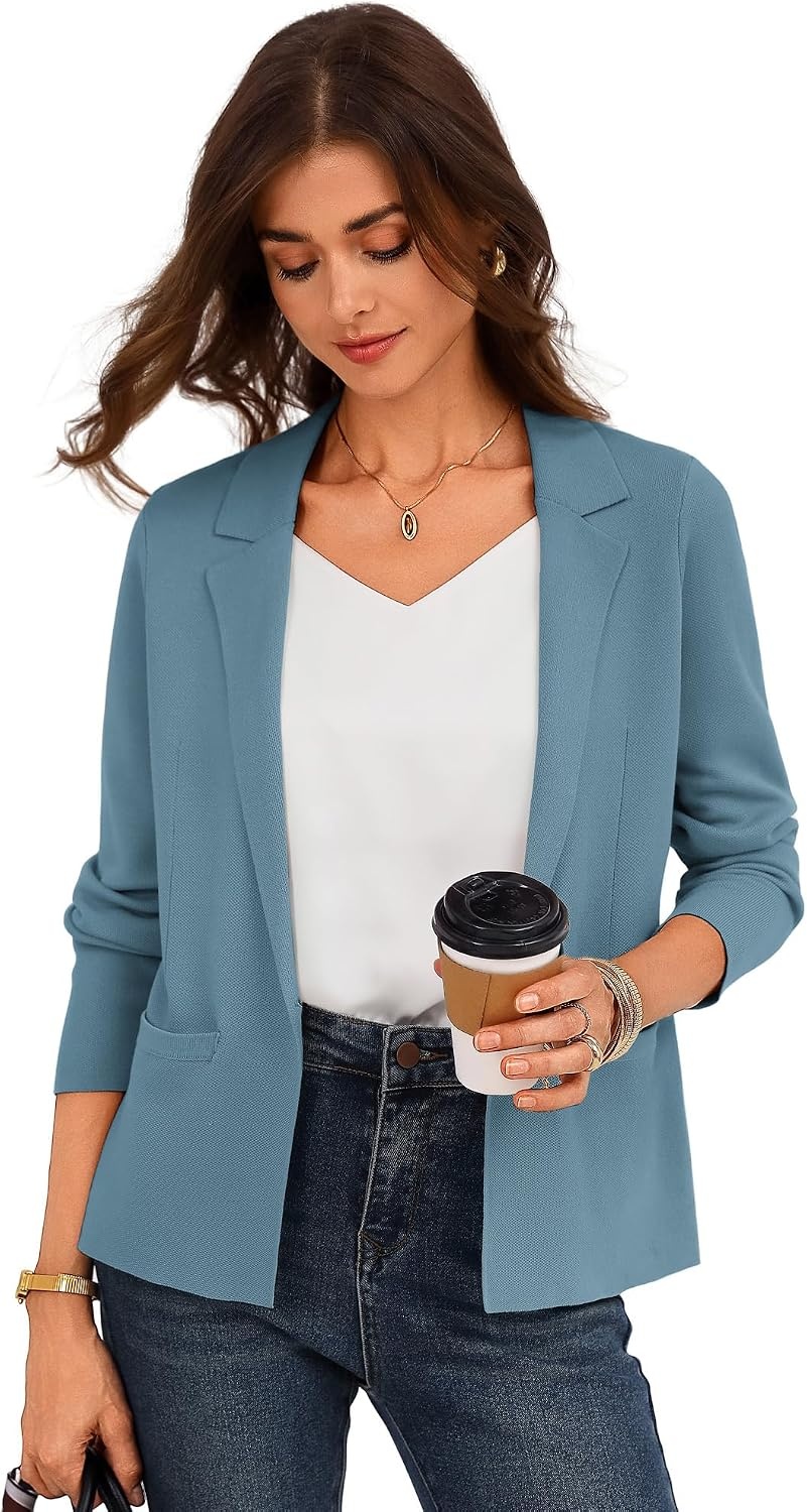 image:imageGRACE KARIN Womens Sweater Blazer Jackets Business Casual Work CardiganBluegray