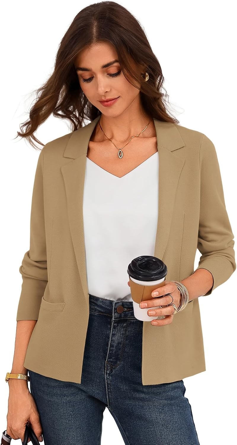 image:imageGRACE KARIN Womens Sweater Blazer Jackets Business Casual Work CardiganCamel