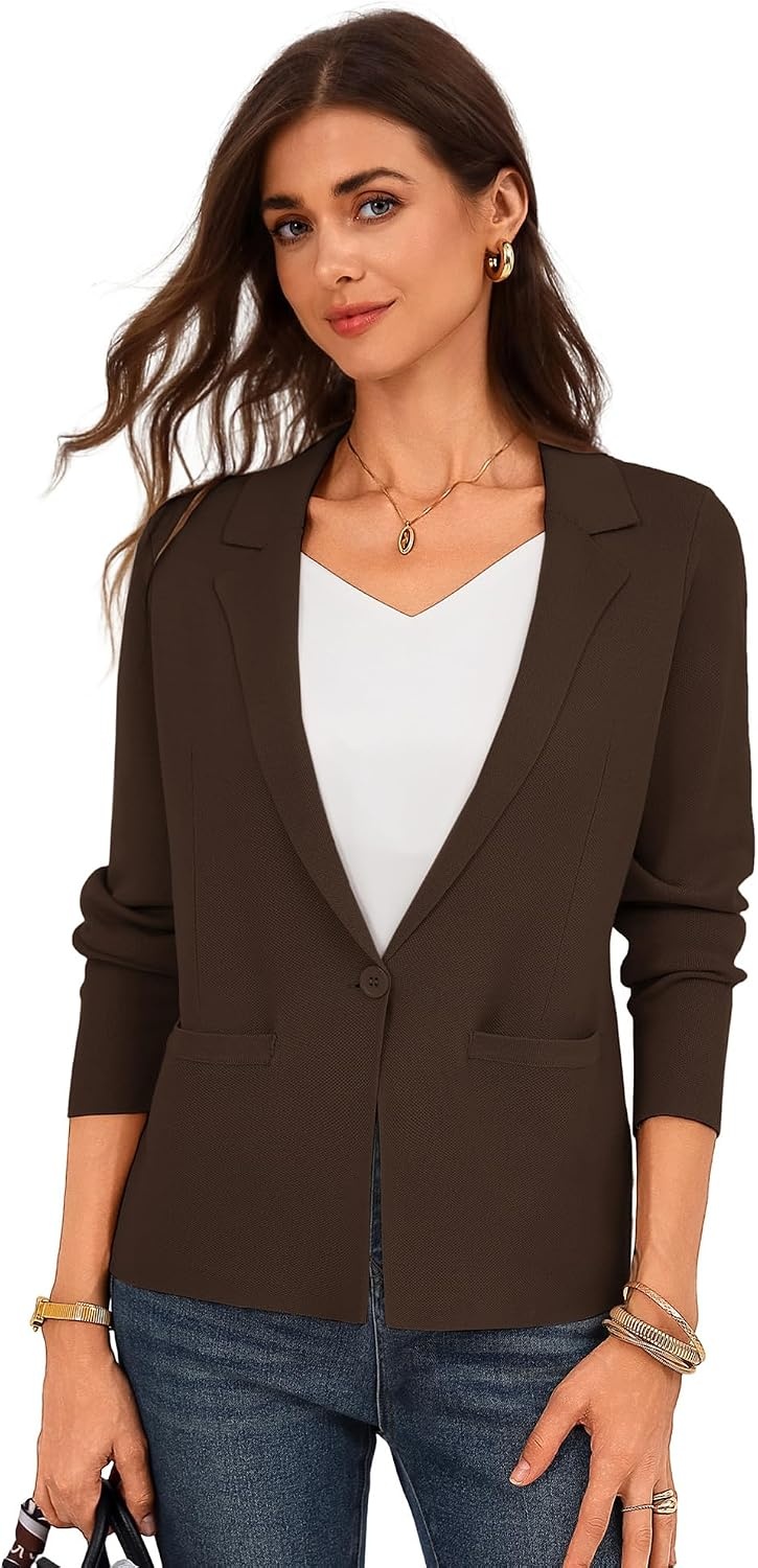 image:imageGRACE KARIN Womens Sweater Blazer Jackets Business Casual Work CardiganChocolate Brown