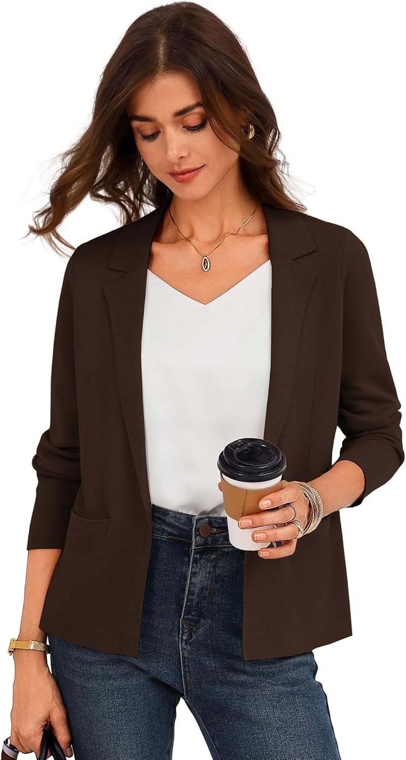 image:imageGRACE KARIN Womens Sweater Blazer Jackets Business Casual Work CardiganChocolate Brown