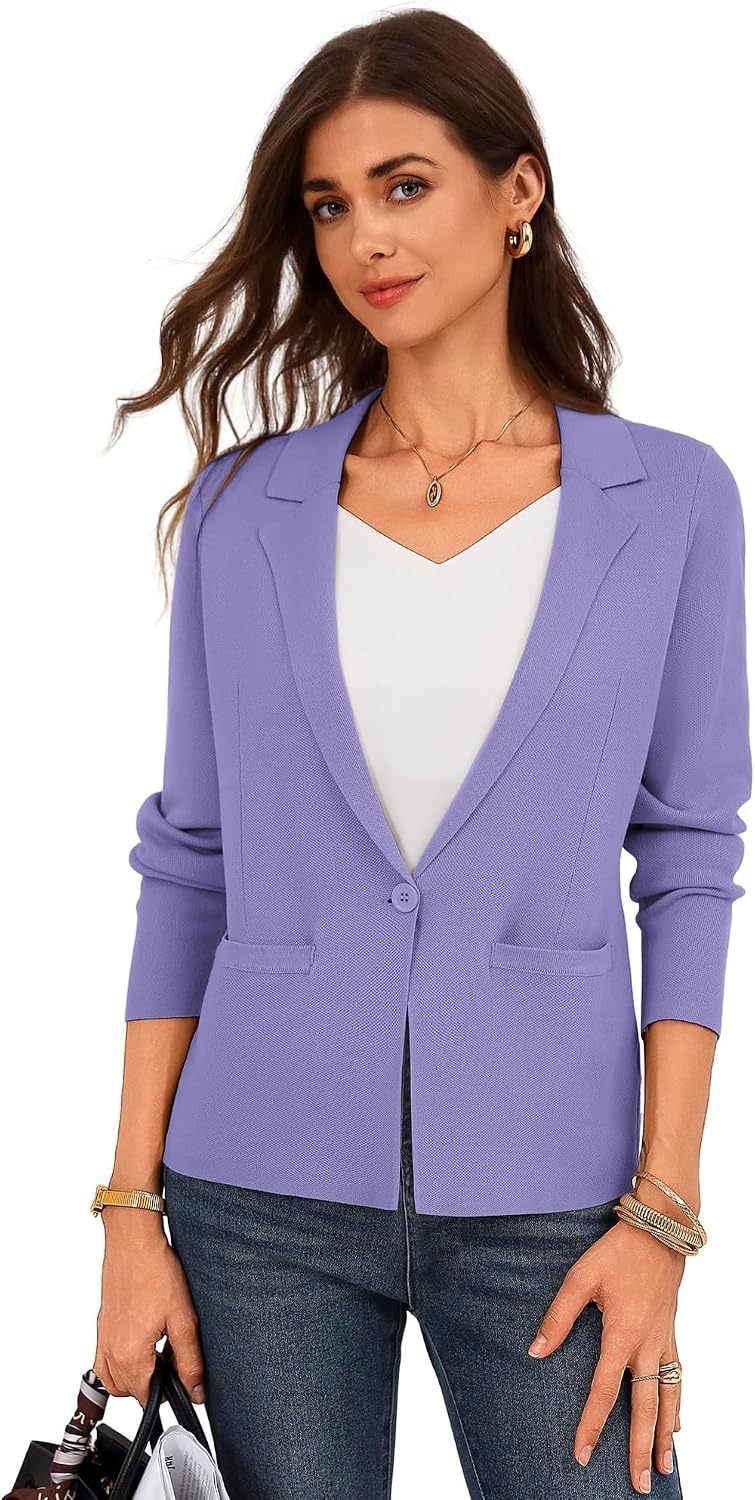 image:imageGRACE KARIN Womens Sweater Blazer Jackets Business Casual Work CardiganPurple