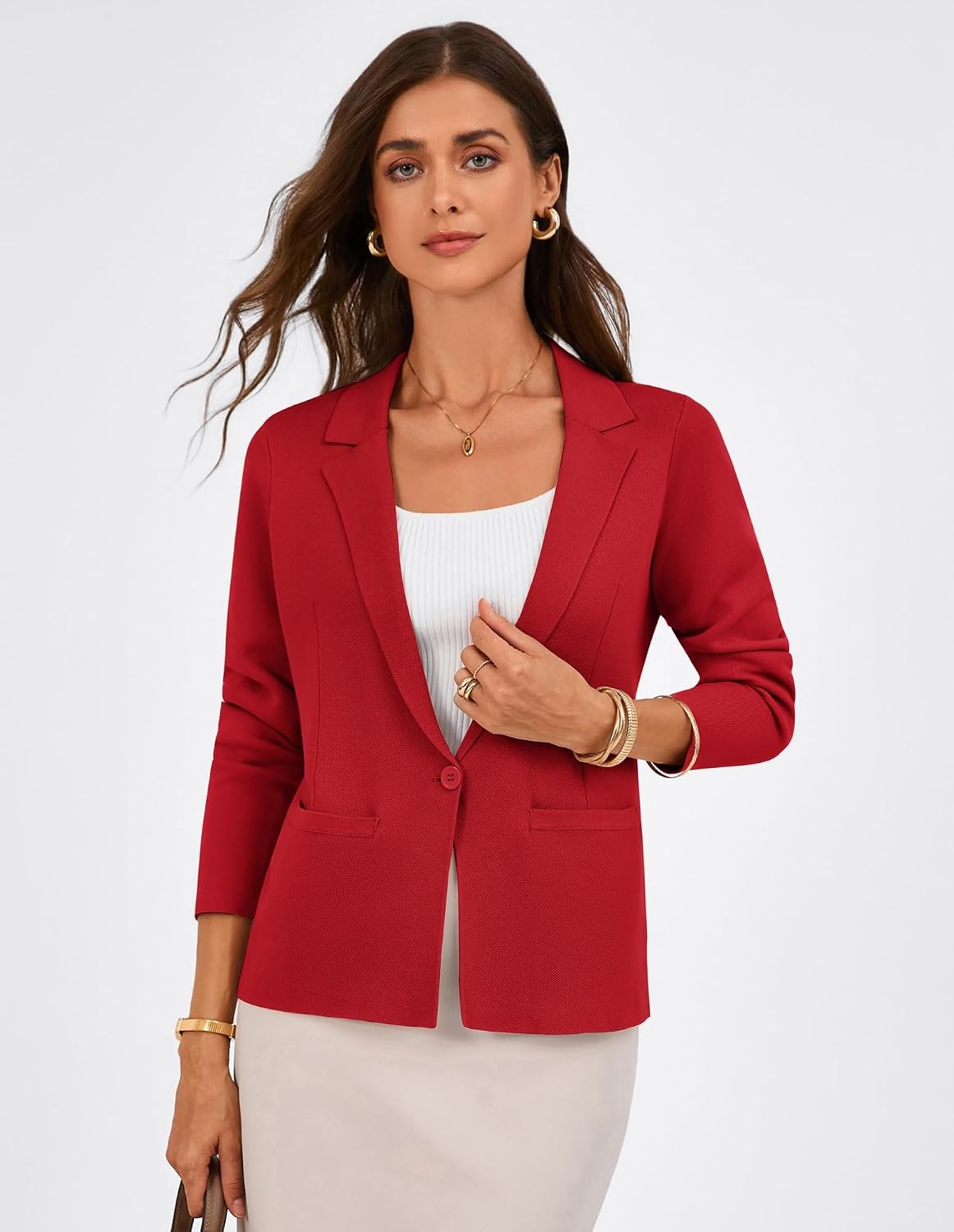 image:imageGRACE KARIN Womens Sweater Blazer Jackets Business Casual Work CardiganRed