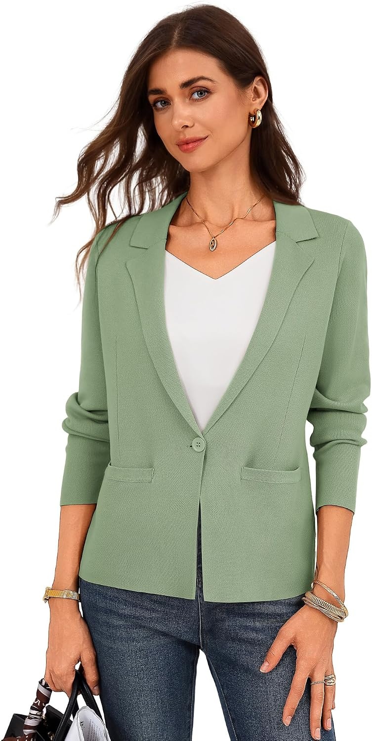image:imageGRACE KARIN Womens Sweater Blazer Jackets Business Casual Work CardiganSage Green