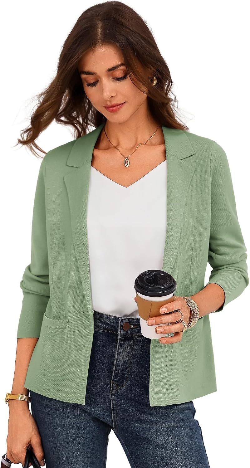 image:imageGRACE KARIN Womens Sweater Blazer Jackets Business Casual Work CardiganSage Green