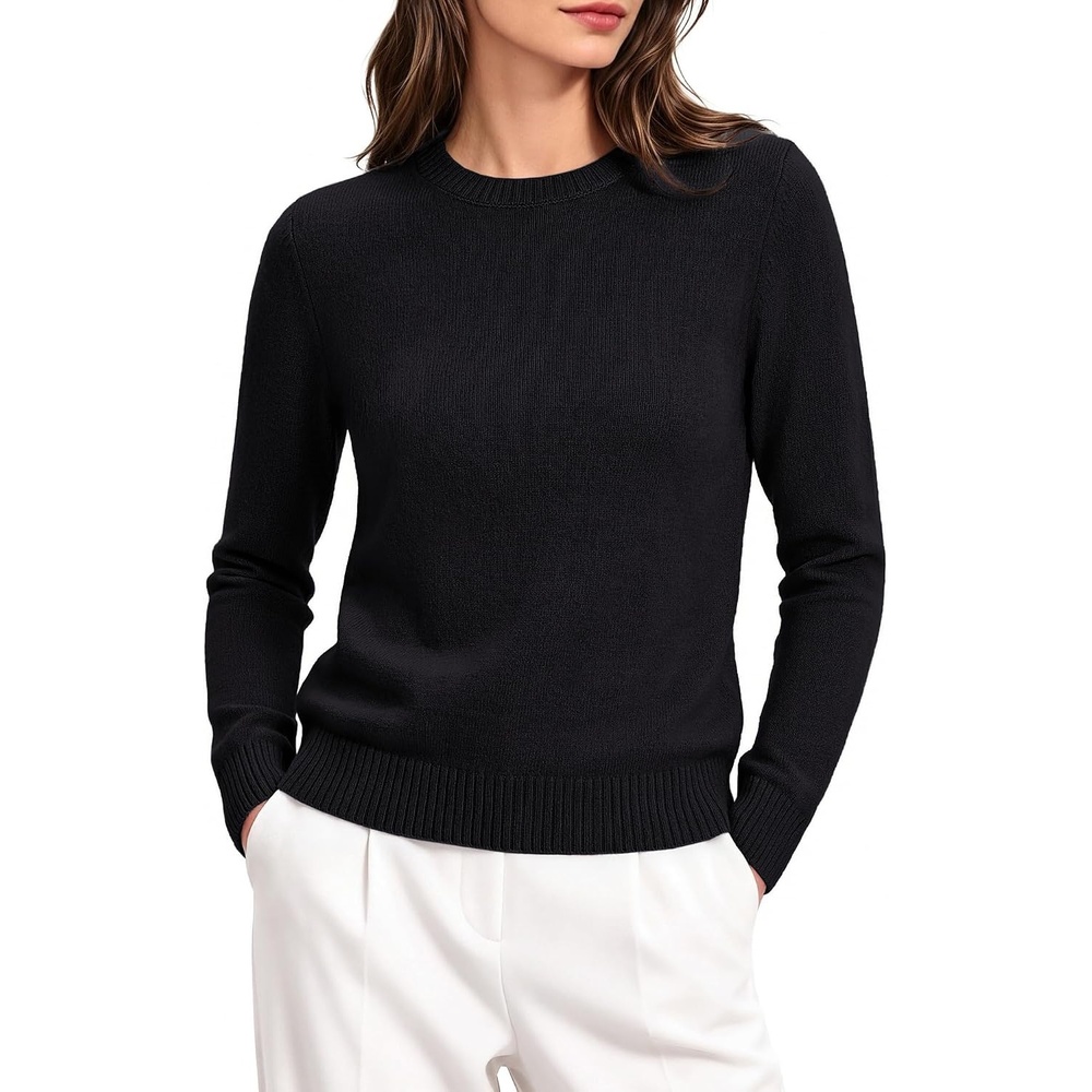image:imageGRACE KARIN Cashmere Sweaters for Women Crewneck Merino Wool Fall SweaterBlack