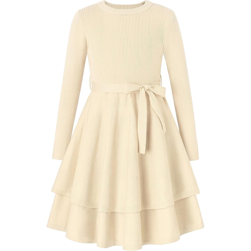 image:imageGRACE KARIN Girls Fall Sweater Dress Long Sleeve Knit Winter Dresses 512YApricot