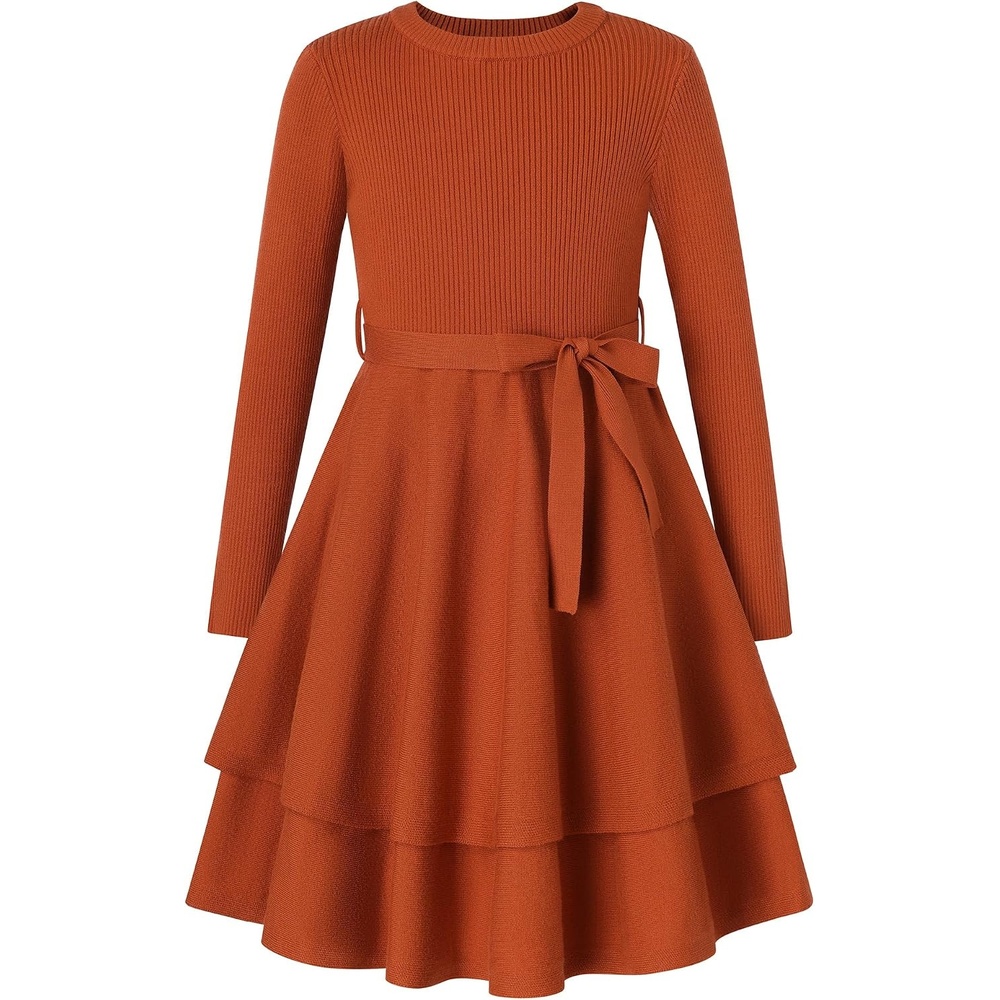 image:imageGRACE KARIN Girls Fall Sweater Dress Long Sleeve Knit Winter Dresses 512YPumpkin Orange