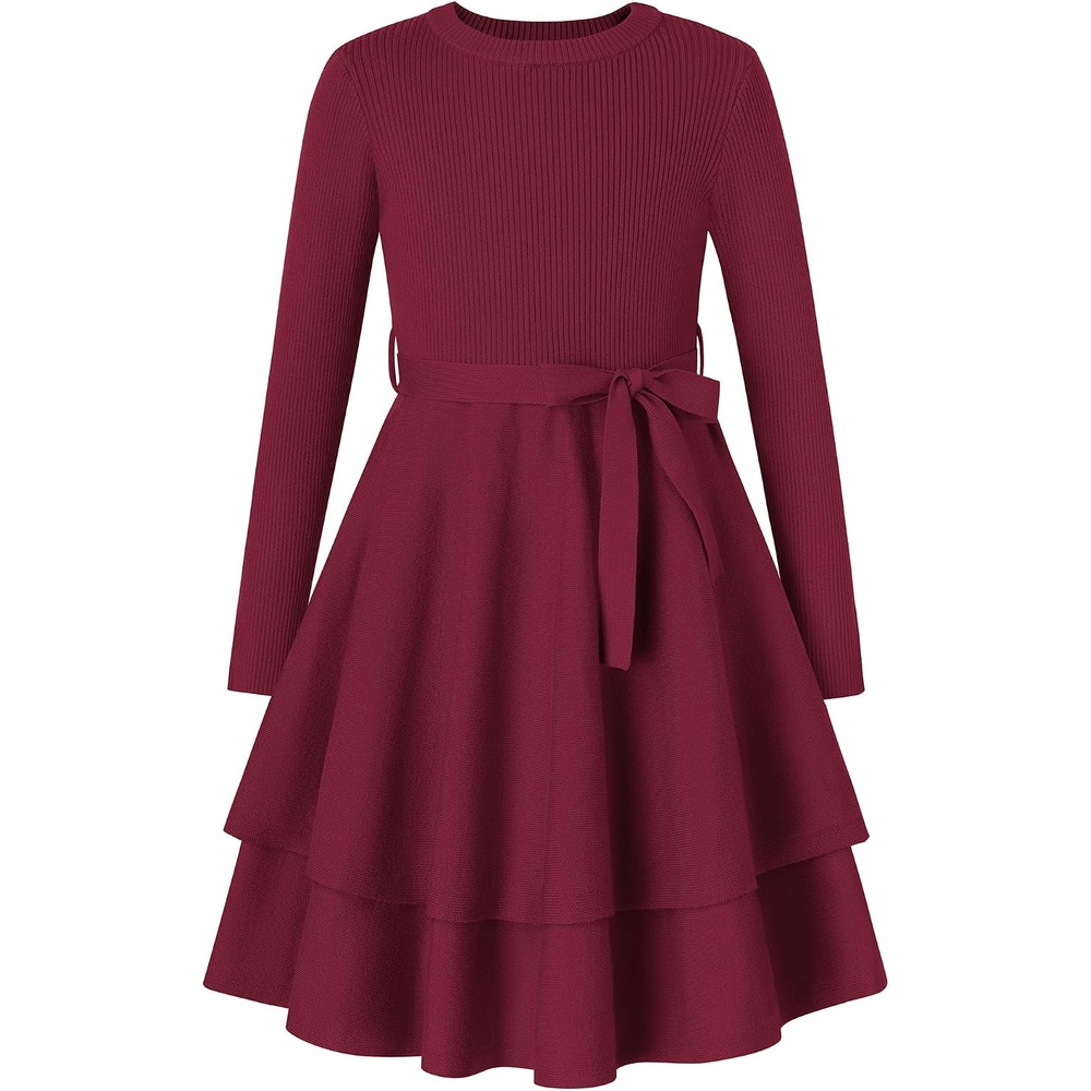 image:imageGRACE KARIN Girls Fall Sweater Dress Long Sleeve Knit Winter Dresses 512YWine Red