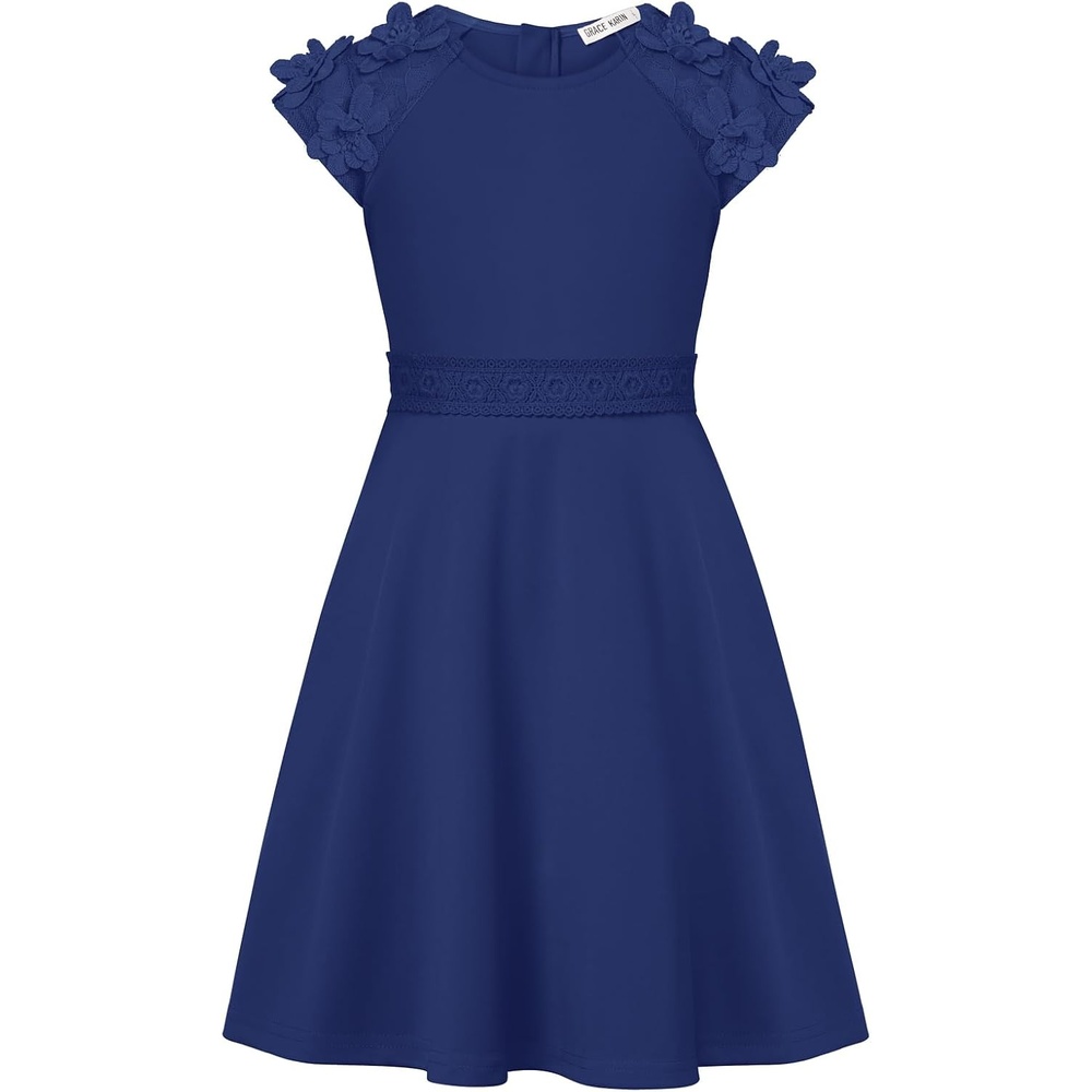 image:imageGRACE KARIN Girls Short Sleeve Formal Dresses Girls Spring Party Dress Girl Summer Casual Dress 613 YearsNavy Blue