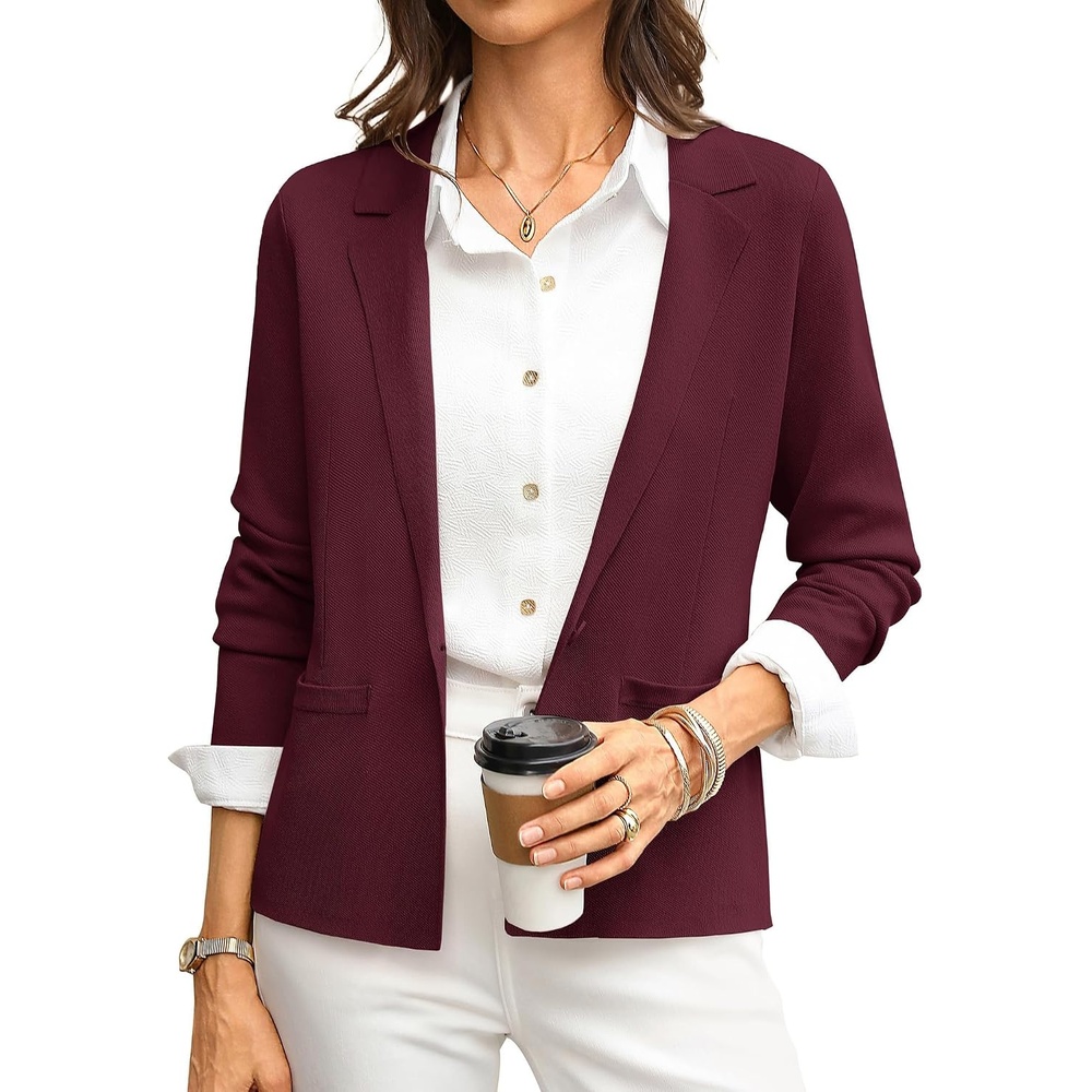 image:imageGRACE KARIN Womens Sweater Blazer Jackets Business Casual Work CardiganBurgundy