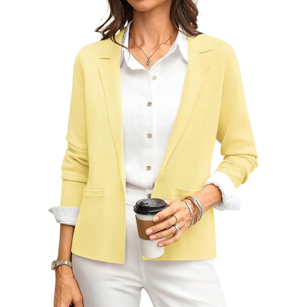 image:imageGRACE KARIN Womens Sweater Blazer Jackets Business Casual Work CardiganButter Yellow