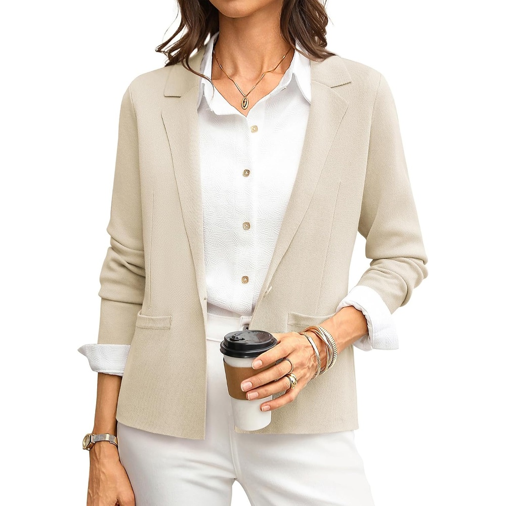 image:imageGRACE KARIN Womens Sweater Blazer Jackets Business Casual Work CardiganLight Beige