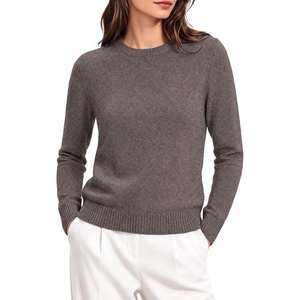 GRACE KARIN Cashmere Sweaters for Women Crewneck Merino Wool Fall Sweater(Light Brown)