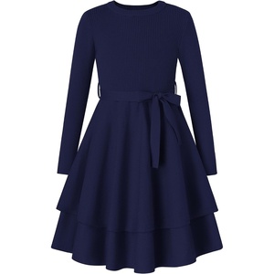 GRACE KARIN Girls Fall Sweater Dress Long Sleeve Knit Winter Dresses 5-12Y(Navy Blue)