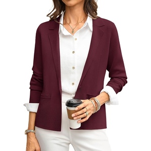 GRACE KARIN Womens Sweater Blazer Jackets Business Casual Work Cardigan(Burgundy)