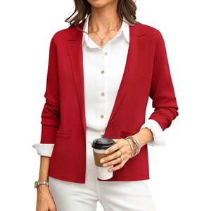 GRACE KARIN Womens Sweater Blazer Jackets Business Casual Work Cardigan(Red)