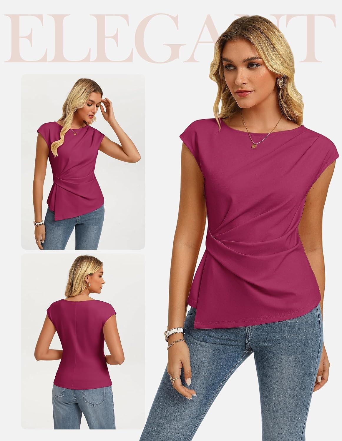 image:imageGRACE KARIN Womens 2026 Summer Tops Dressy Peplum ShirtGrape Royale