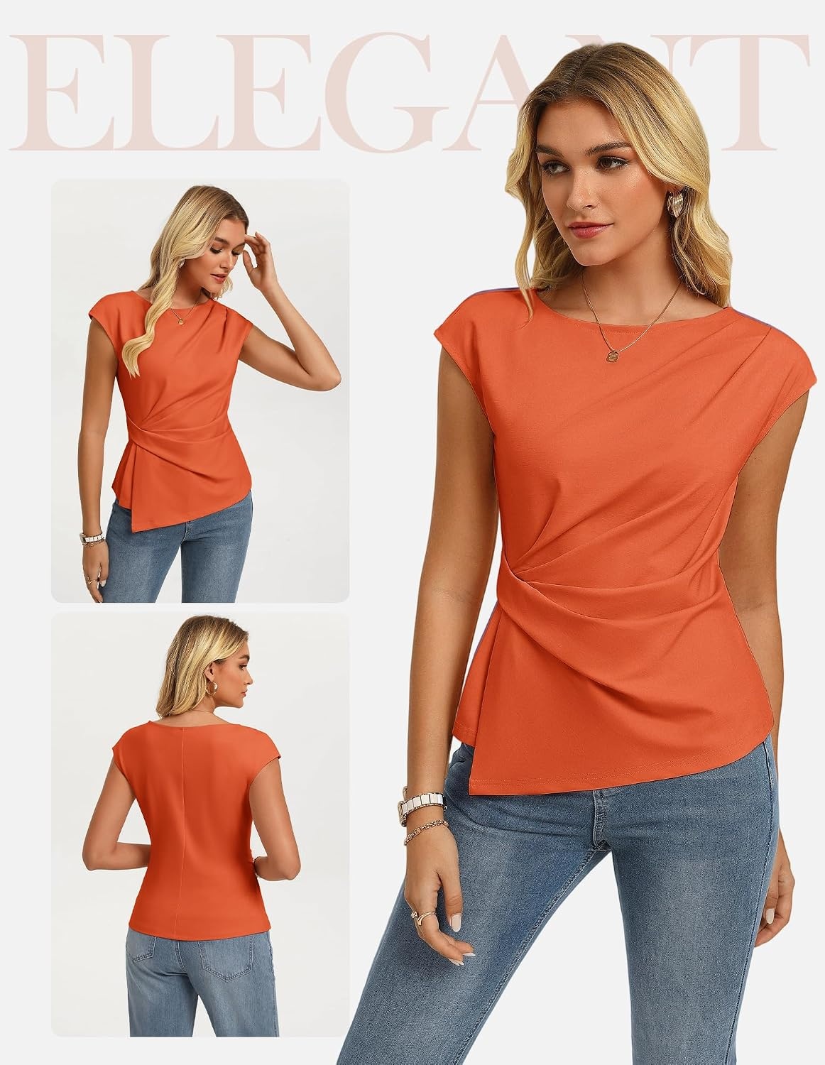 image:imageGRACE KARIN Womens 2026 Summer Tops Dressy Peplum ShirtPumpkin