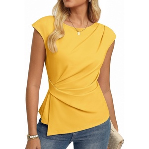 GRACE KARIN Women’s 2026 Summer Tops Dressy Peplum Shirt(Lemon Yellow)
