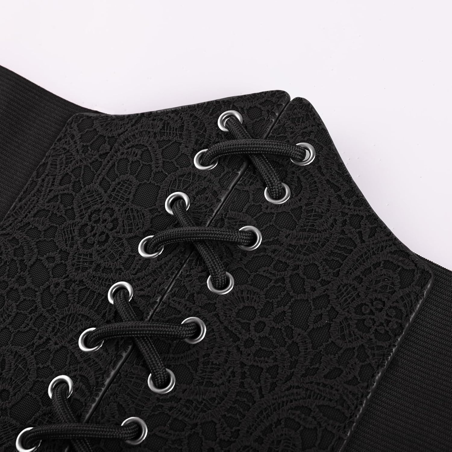 image:imageGRACE KARIN Laceup Cinch Belt Tied Corset Elastic Waist BeltFlowers Black