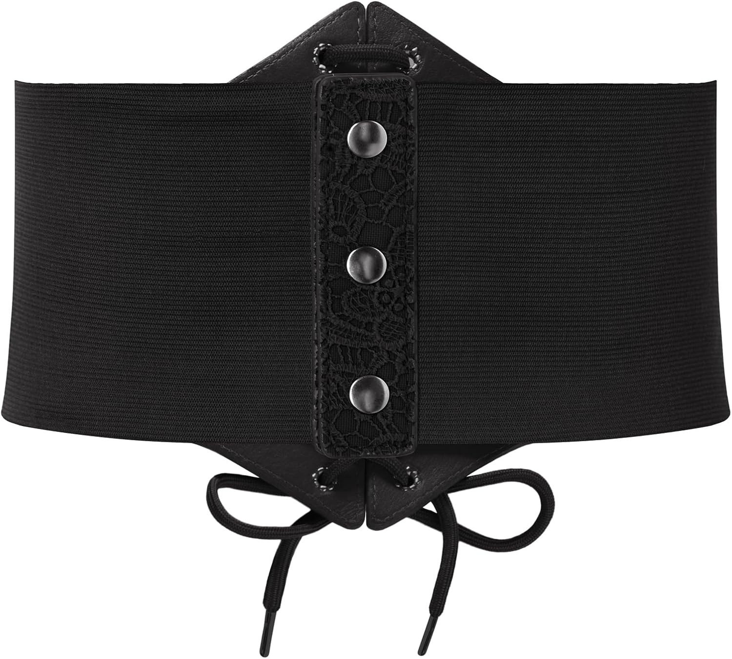 image:imageGRACE KARIN Laceup Cinch Belt Tied Corset Elastic Waist BeltFlowers Black
