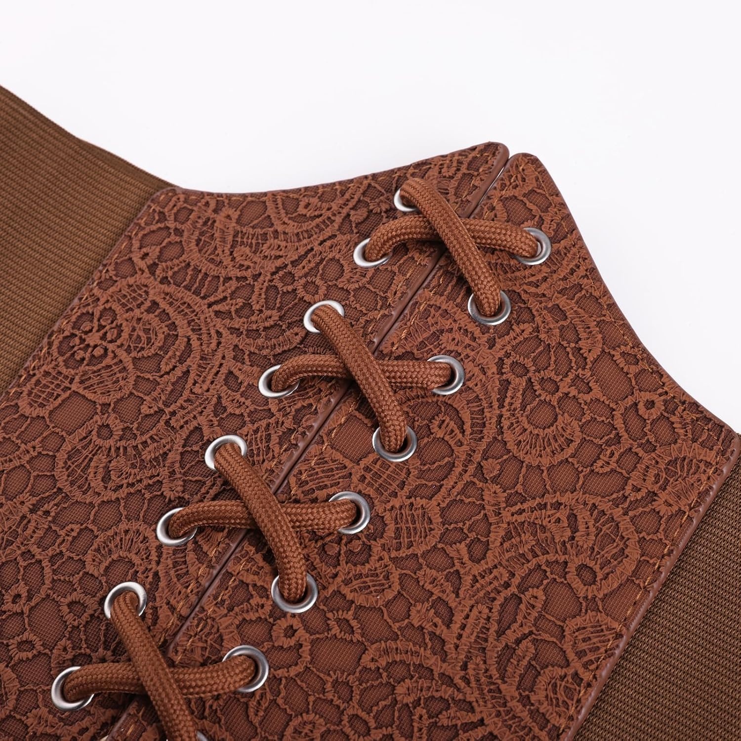 image:imageGRACE KARIN Laceup Cinch Belt Tied Corset Elastic Waist BeltFlowers Caramel