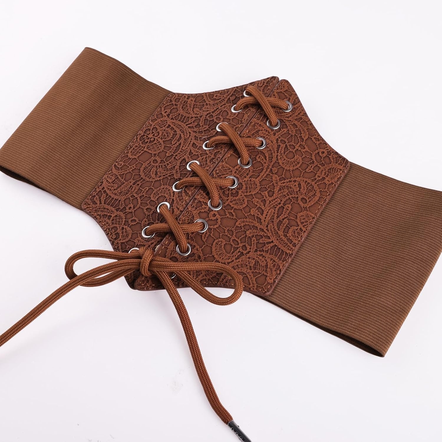 image:imageGRACE KARIN Laceup Cinch Belt Tied Corset Elastic Waist BeltFlowers Caramel