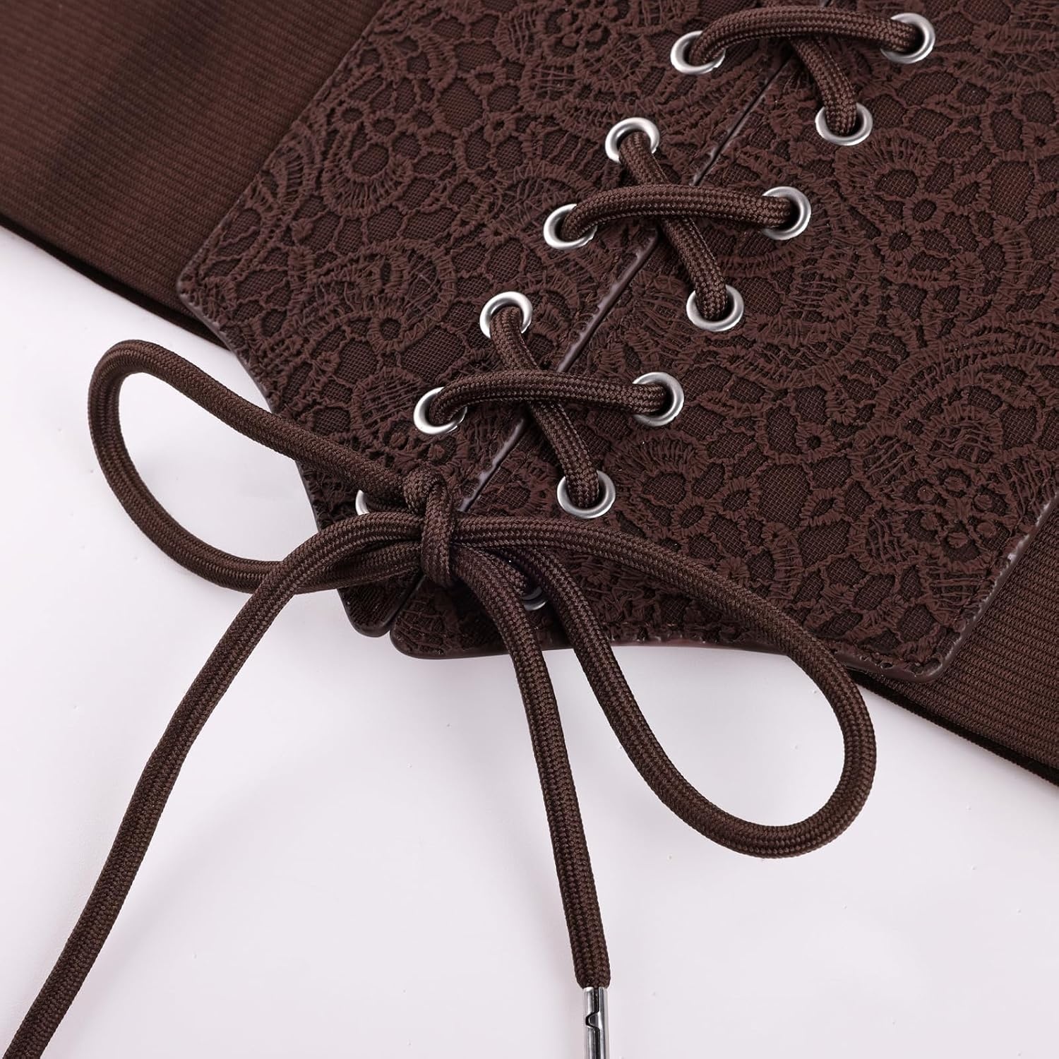image:imageGRACE KARIN Laceup Cinch Belt Tied Corset Elastic Waist BeltFlowers Coffee