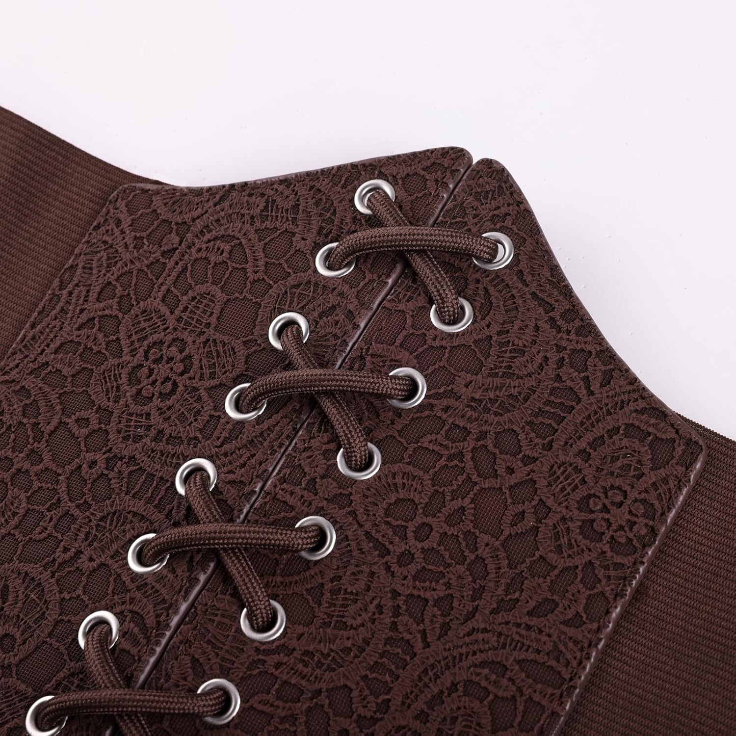 image:imageGRACE KARIN Laceup Cinch Belt Tied Corset Elastic Waist BeltFlowers Coffee