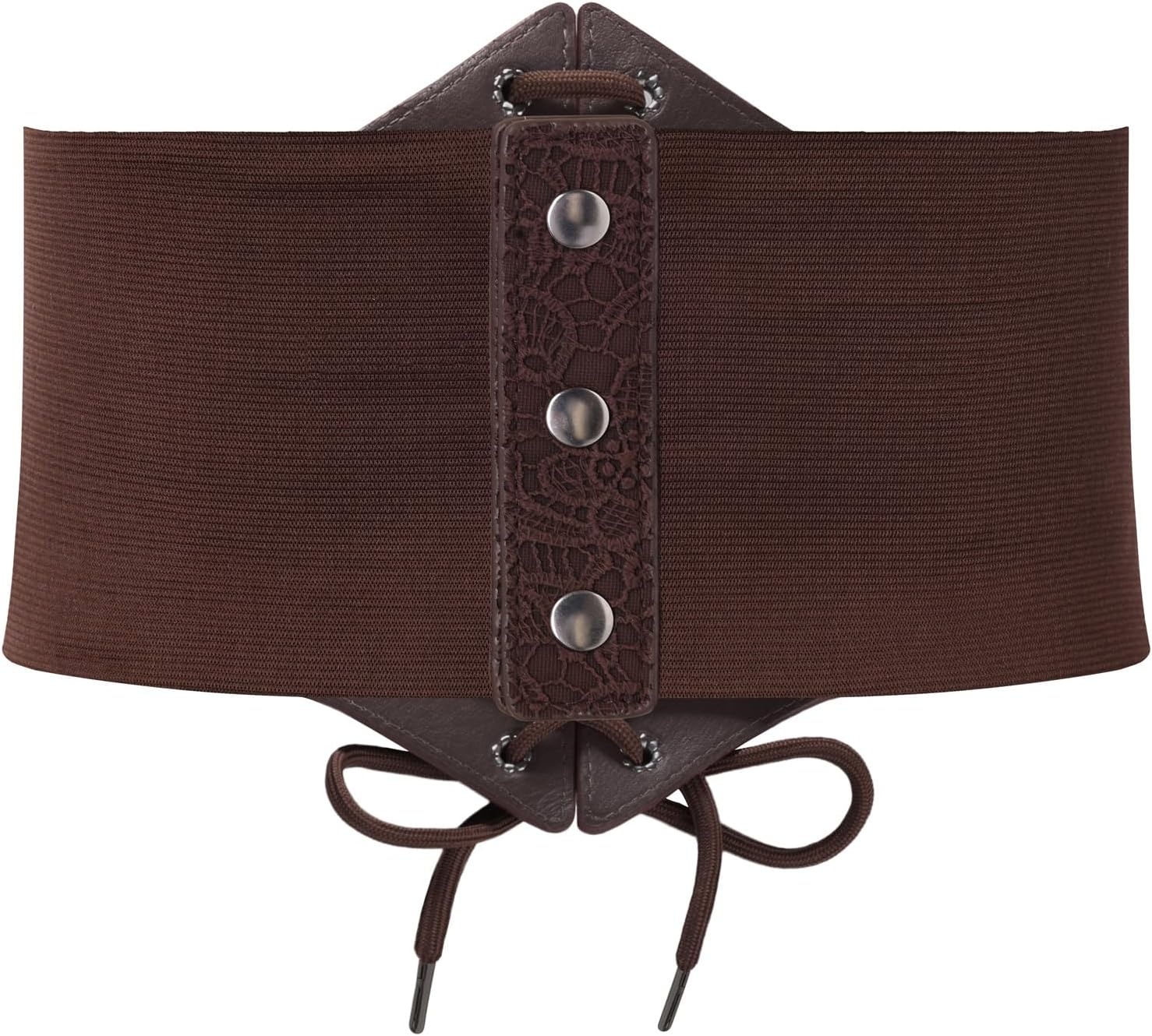 image:imageGRACE KARIN Laceup Cinch Belt Tied Corset Elastic Waist BeltFlowers Coffee