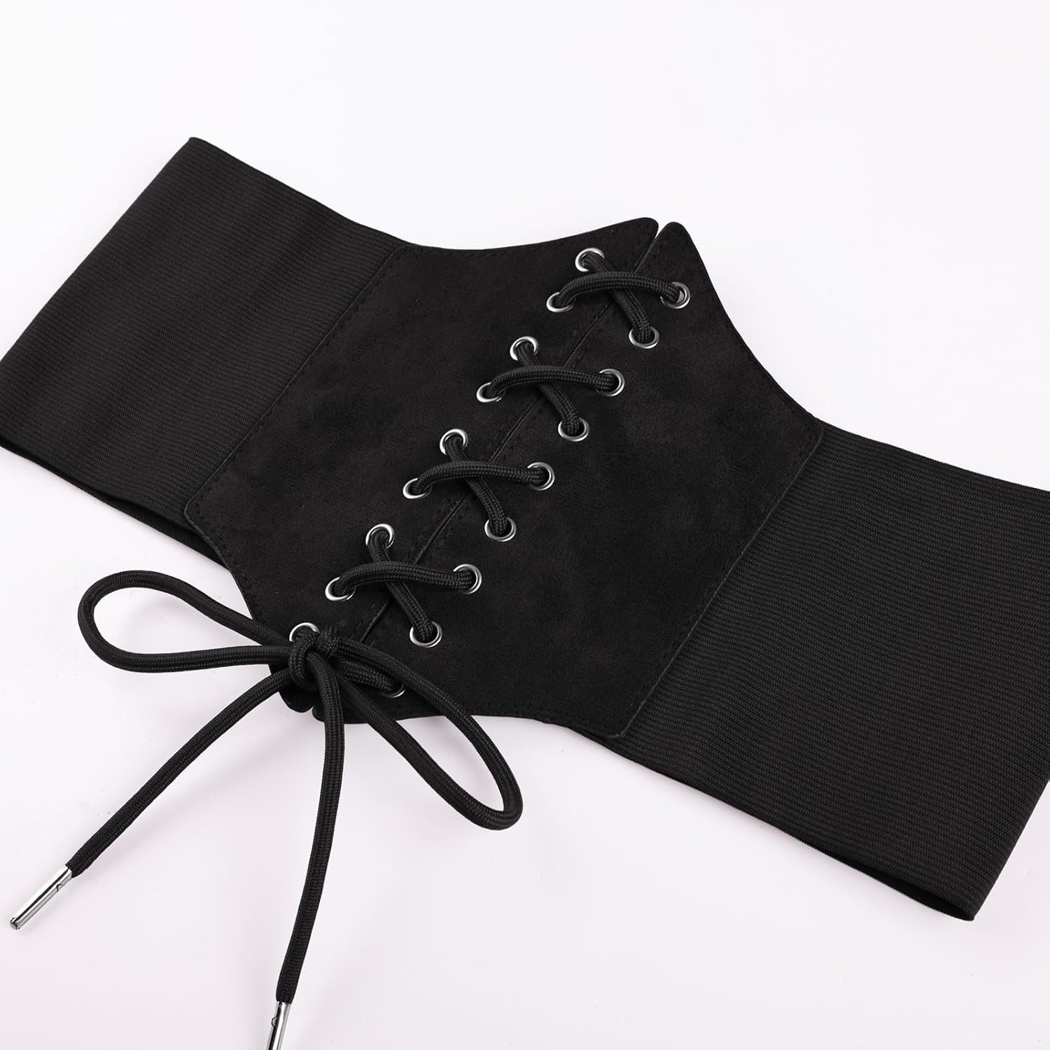 image:imageGRACE KARIN Laceup Cinch Belt Tied Corset Elastic Waist BeltSuede Black