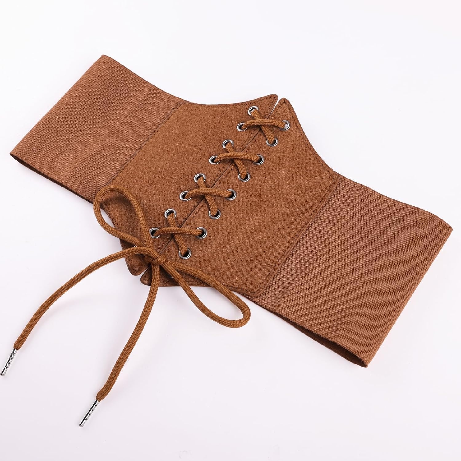 image:imageGRACE KARIN Laceup Cinch Belt Tied Corset Elastic Waist BeltSuede Brown