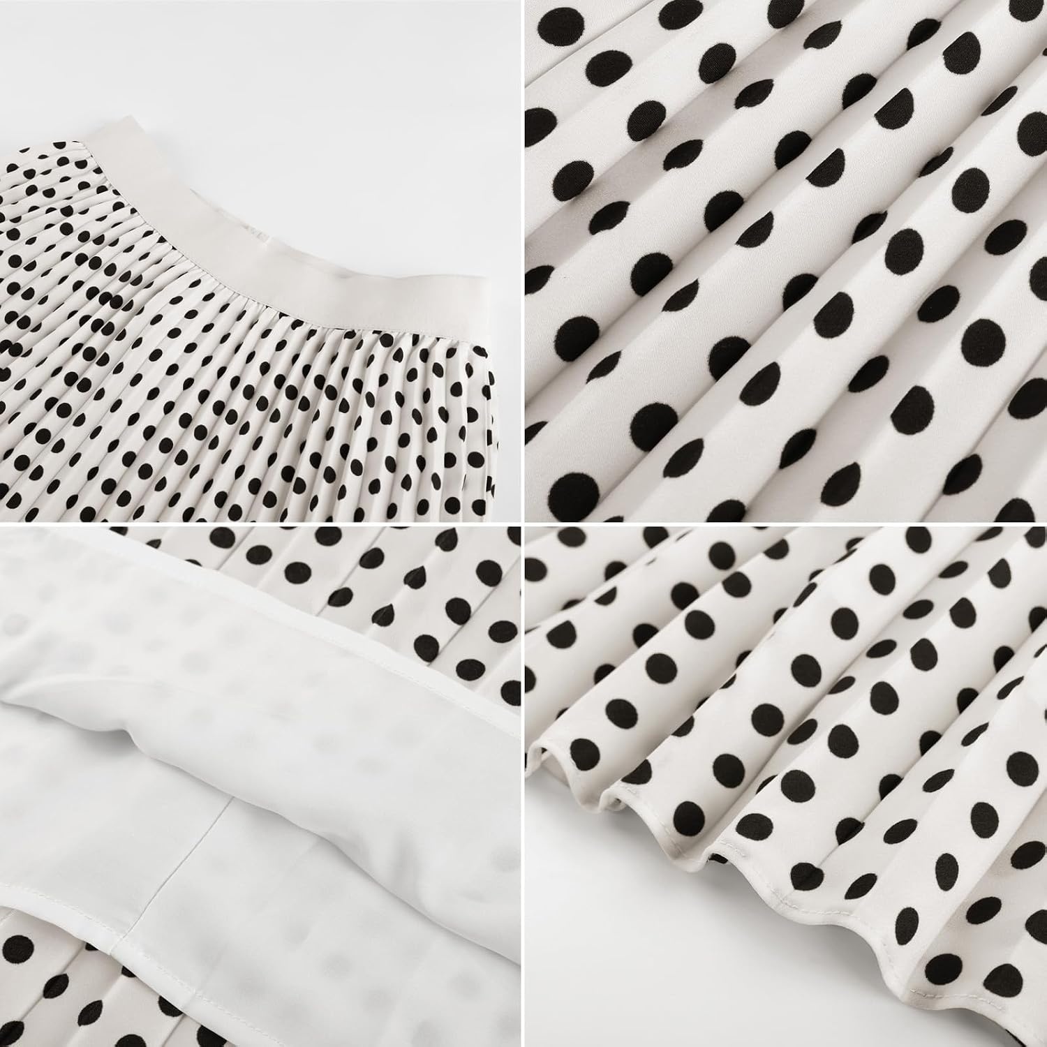image:imageGRACE KARIN Pleated Midi Skirt for Women Chiffon ALine OutfitsWhite Polka Dots
