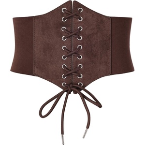 GRACE KARIN Lace-up Cinch Belt Tied Corset Elastic Waist Belt(Suede Coffee)