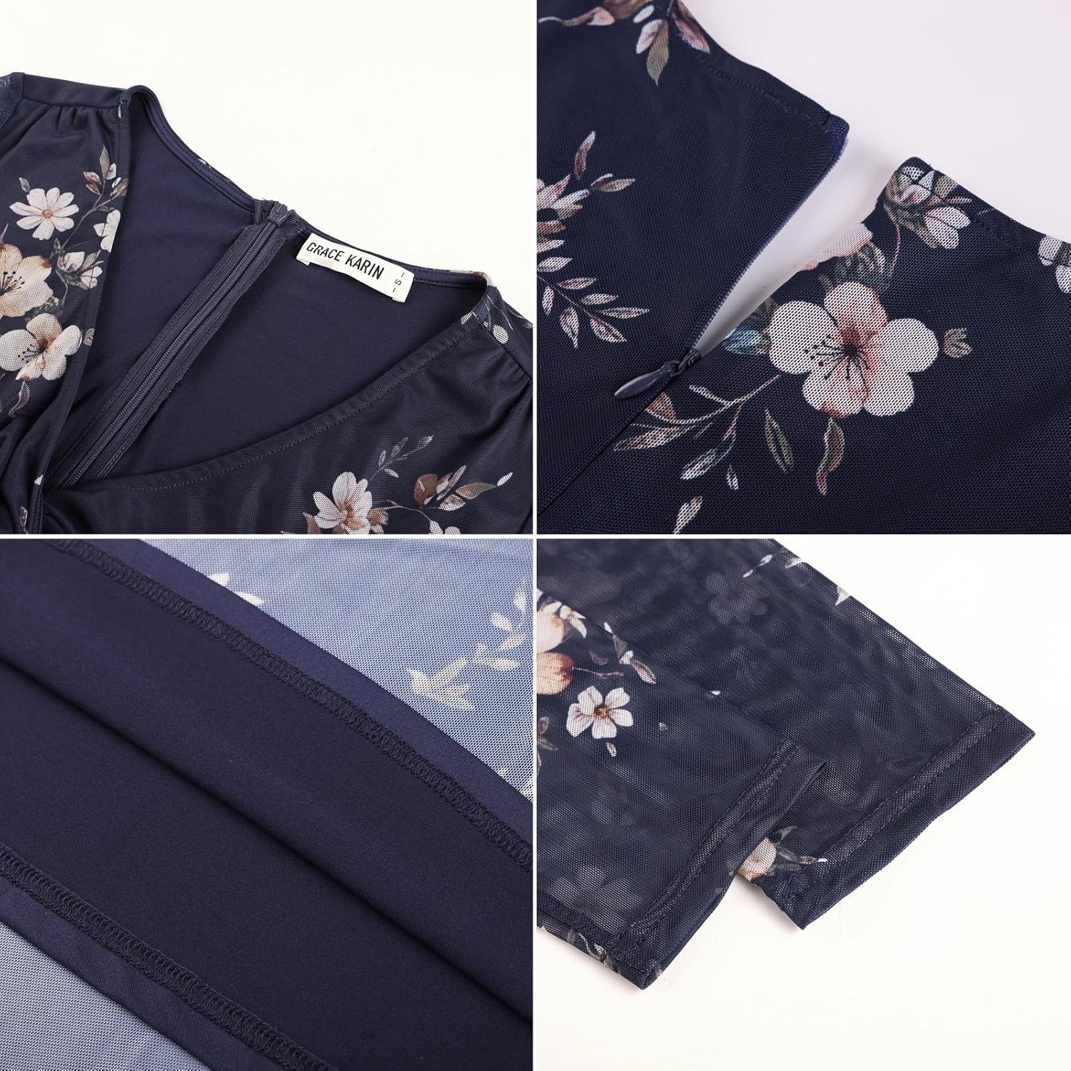 image:imageGRACE KARIN Women Fall Wedding Guest Long Sleeve Formal Floral Maxi DressWhite Blue Floral