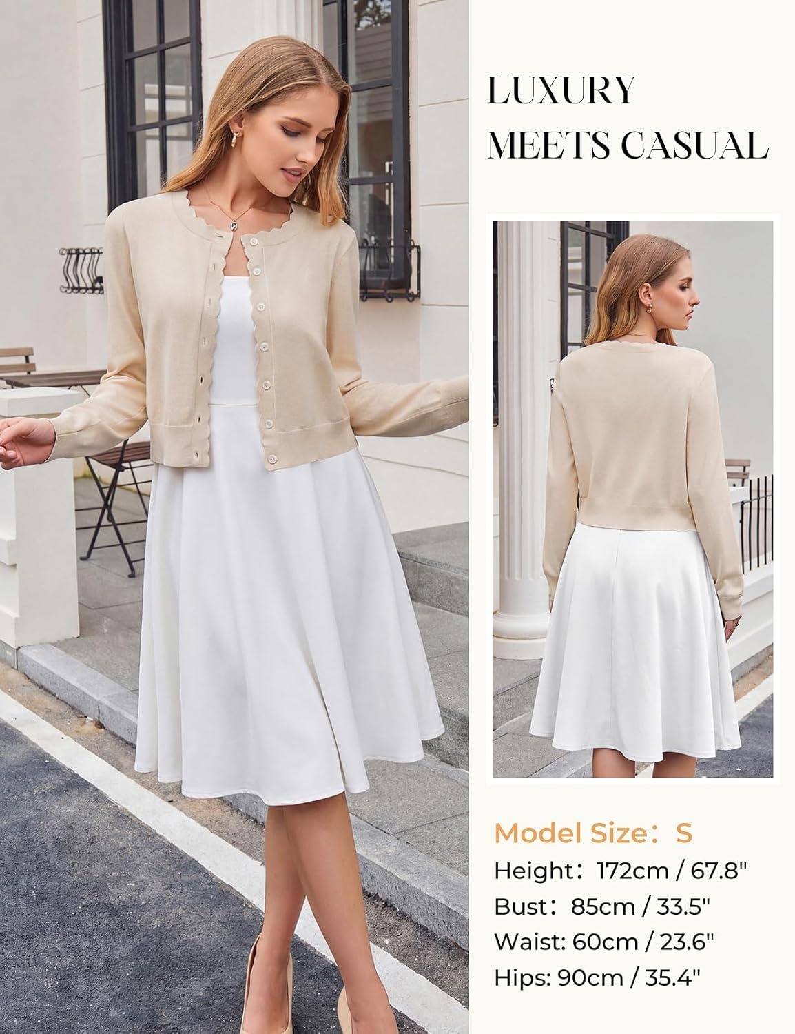 image:imageGRACE KARIN Cropped Cardigan Sweaters for Women Bolero Shrugs for DressApricot