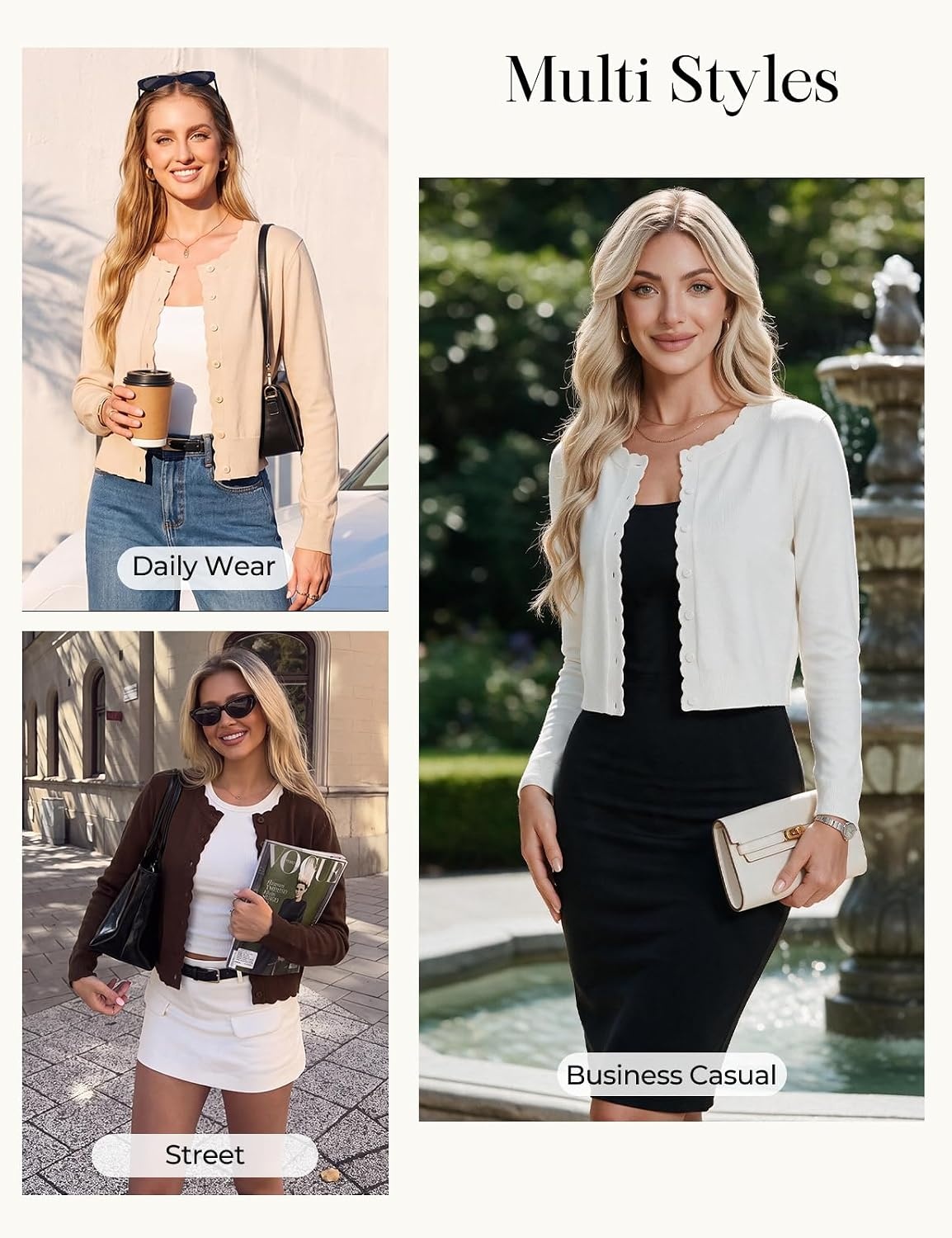 image:imageGRACE KARIN Cropped Cardigan Sweaters for Women Bolero Shrugs for DressChocolate Brown