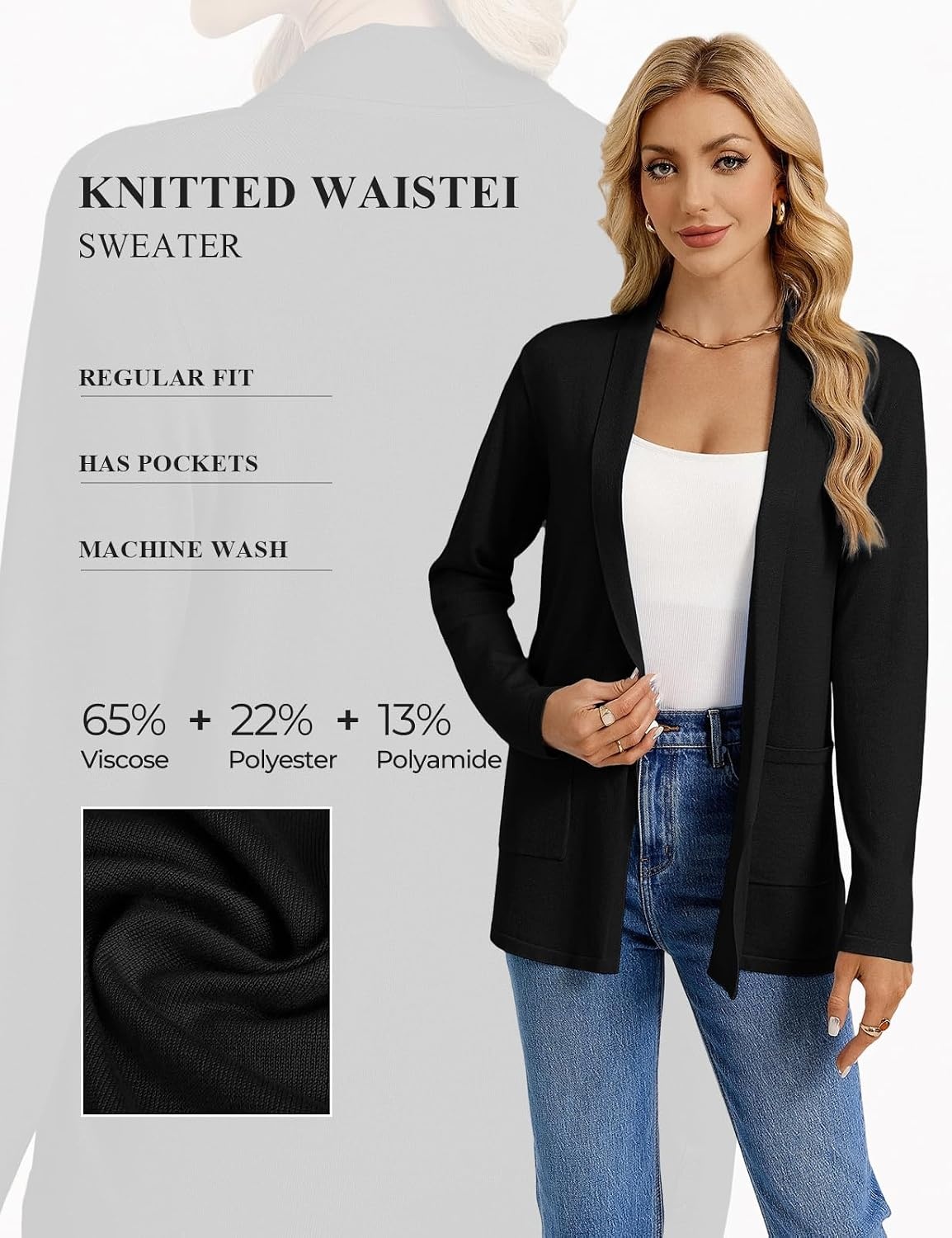 image:imageGRACE KARIN Long Cardigans for Women 2026 Business Casual Fall FashionBlack